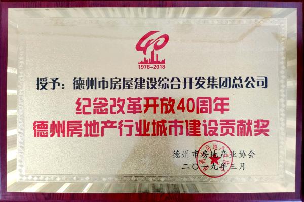 2019年德州房地產行業城市建設貢獻獎