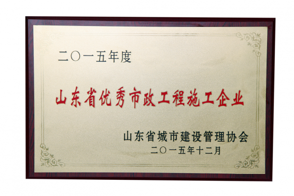 2015年山東省優秀市政工程施工企業